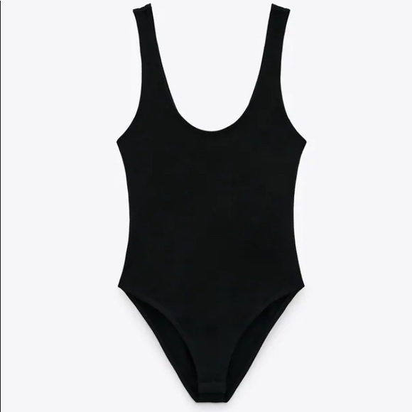 Black Scoop Neck Ribbed Bodysuit - Picture 1 of 3